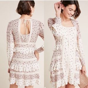 Anthropologie Pink Astor Rose Ruffle Dress